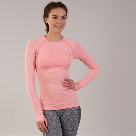 Gymshark Tops - GYMSHARK Vital Seamless Long Sleeve Top in Peach